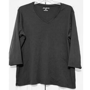 Eddie Bauer Black 3/4 Sleeve V-Neck T-Shirt, Size XXLT